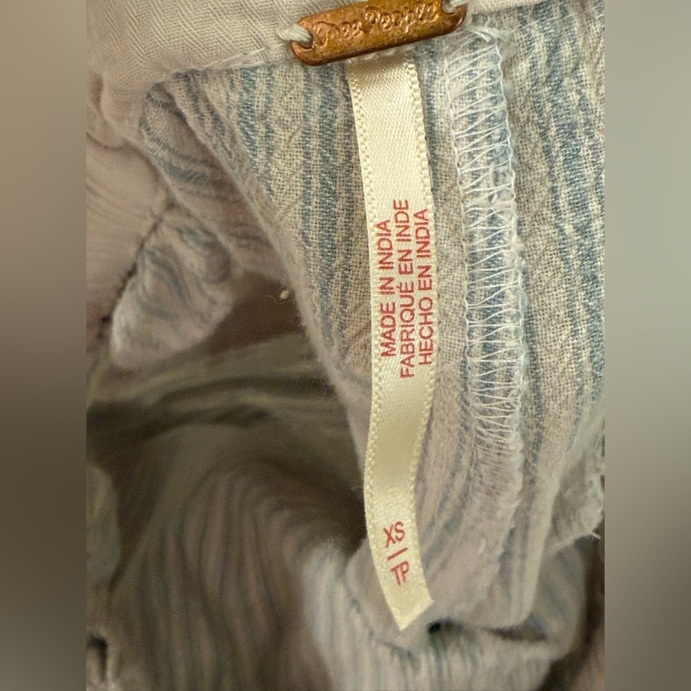Free People Runyon Oversize Stripe Pant Harem Pale Blue Drawstring Size XS - Picture 7 of 10